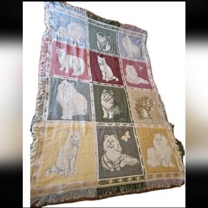 Vintage 90s Unique Cat Colorful Grany Core Throw Collectable Patchwork Blanket